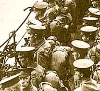 The 10th Battalion in formation on the deck of HMS Prince of Wales, 24 April 1915